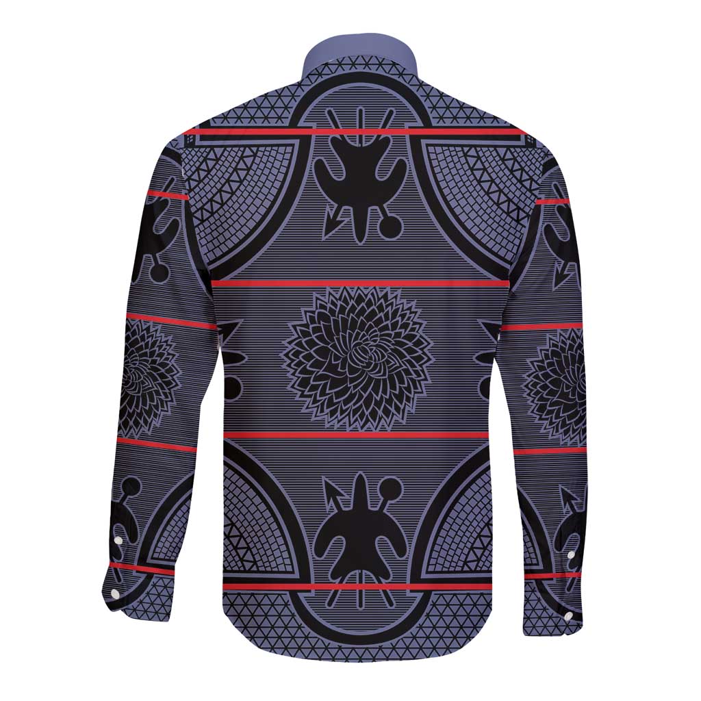 Lesotho Seanamarena Long Sleeve Button Shirt Basotho Traditional Blanket Style - Serenity - Wonder Print Shop