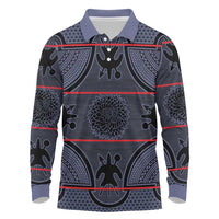Lesotho Seanamarena Long Sleeve Polo Shirt Basotho Traditional Blanket Style - Serenity - Wonder Print Shop
