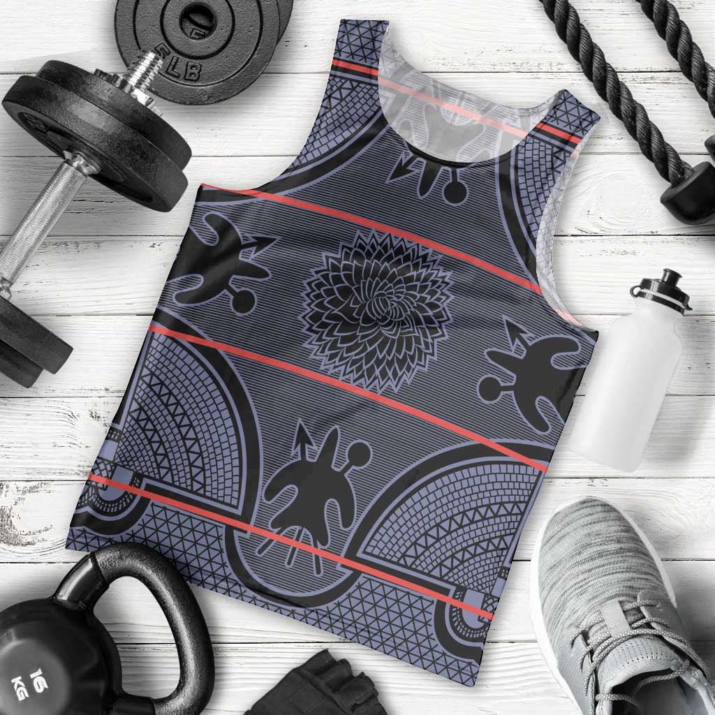 Lesotho Seanamarena Men Tank Top Basotho Traditional Blanket Style - Serenity - Wonder Print Shop