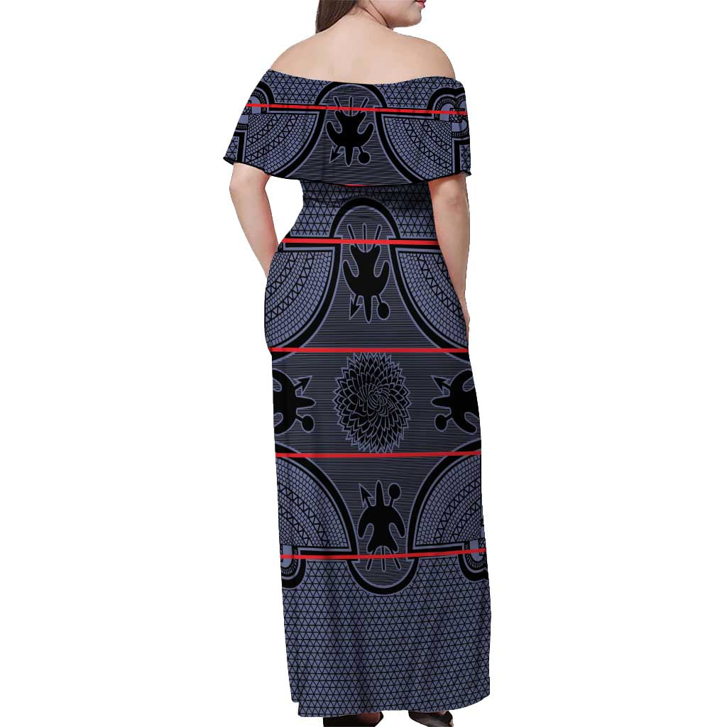 Lesotho Seanamarena Off Shoulder Maxi Dress Basotho Traditional Blanket Style - Serenity - Wonder Print Shop