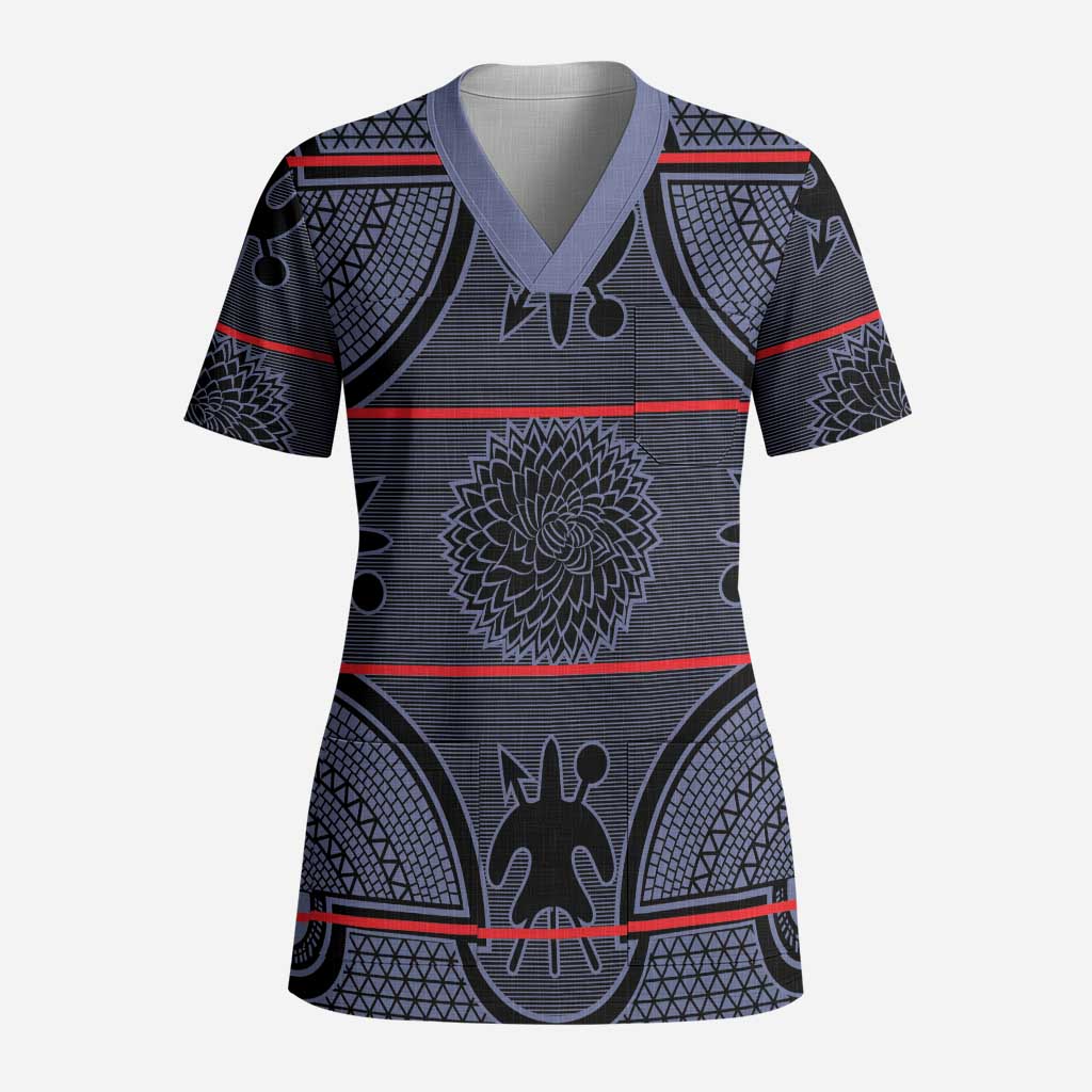 Lesotho Seanamarena Scrub Top Basotho Traditional Blanket Style - Serenity - Wonder Print Shop