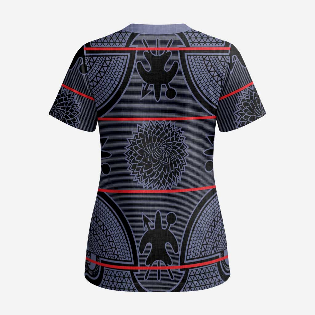 Lesotho Seanamarena Scrub Top Basotho Traditional Blanket Style - Serenity - Wonder Print Shop
