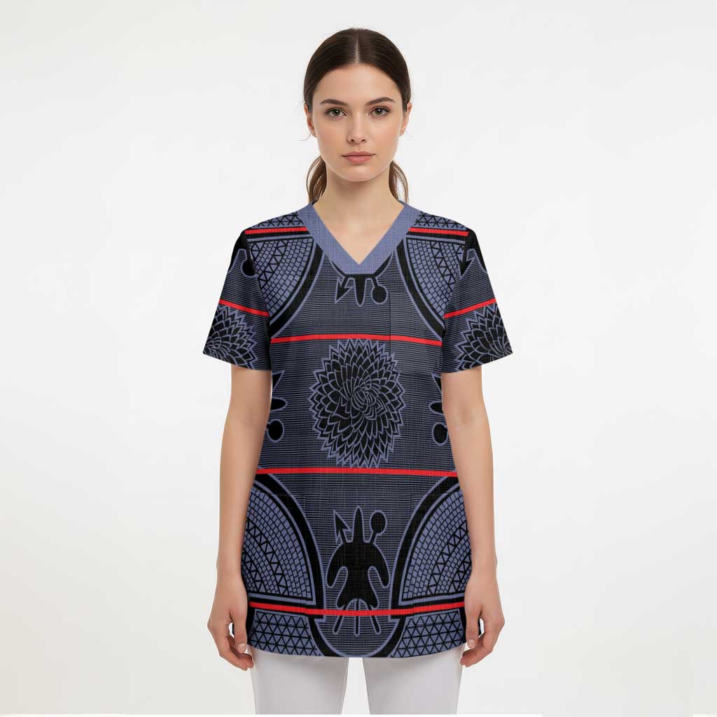 Lesotho Seanamarena Scrub Top Basotho Traditional Blanket Style - Serenity - Wonder Print Shop