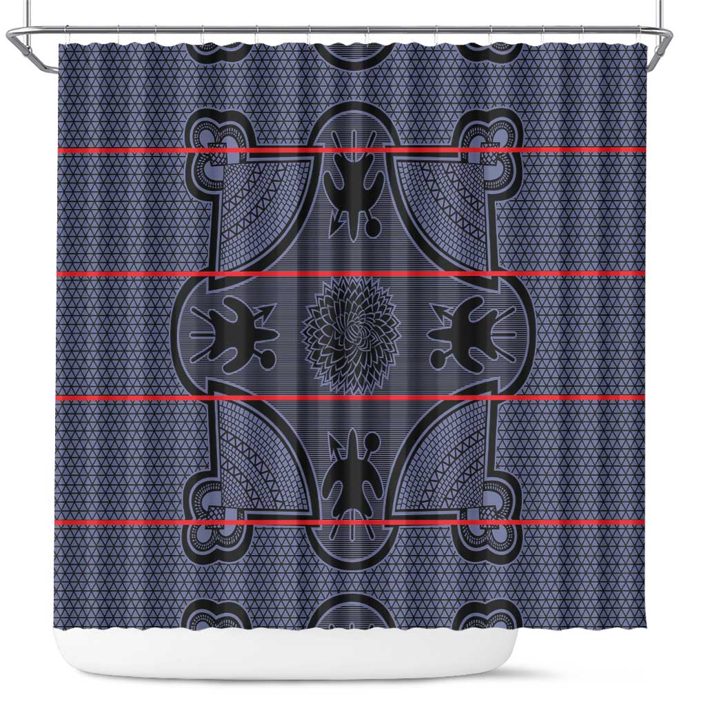Lesotho Seanamarena Shower Curtain Basotho Traditional Blanket Style - Serenity - Wonder Print Shop