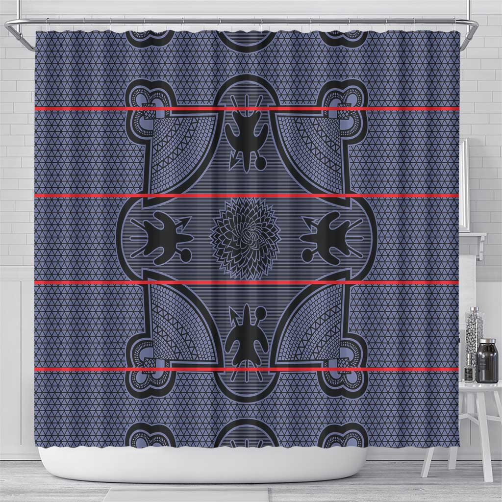 Lesotho Seanamarena Shower Curtain Basotho Traditional Blanket Style - Serenity - Wonder Print Shop