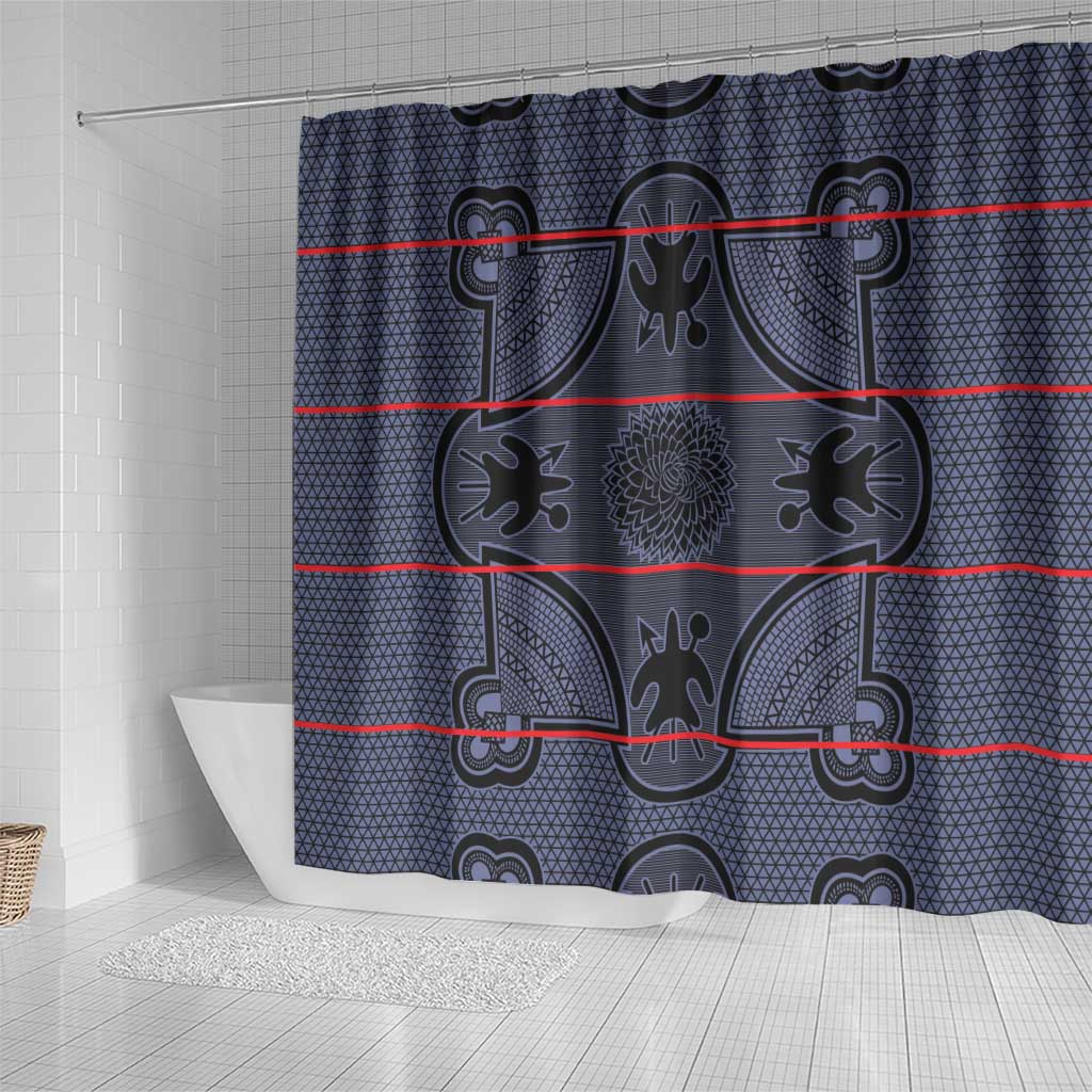 Lesotho Seanamarena Shower Curtain Basotho Traditional Blanket Style - Serenity - Wonder Print Shop