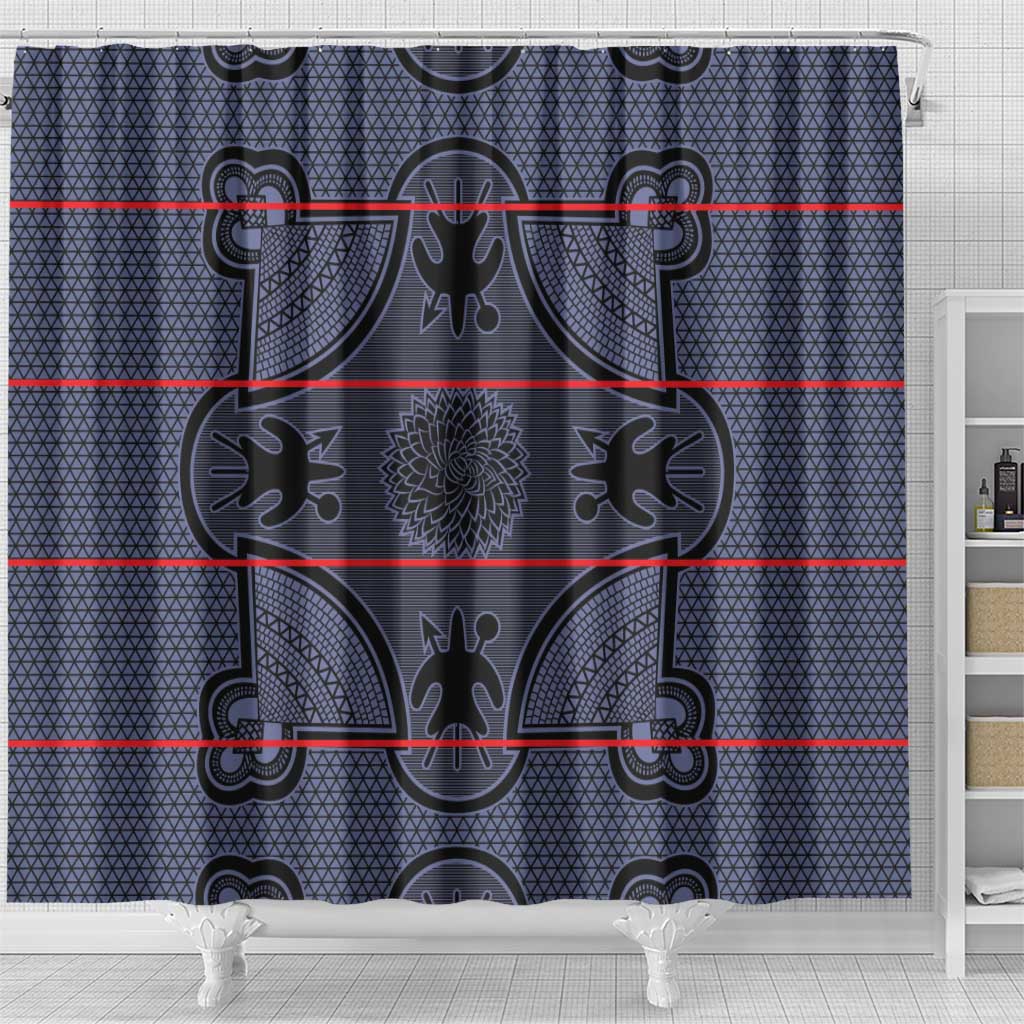 Lesotho Seanamarena Shower Curtain Basotho Traditional Blanket Style - Serenity - Wonder Print Shop