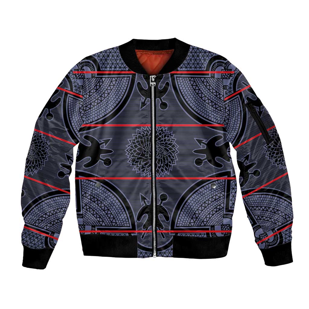 Lesotho Seanamarena Sleeve Zip Bomber Jacket Basotho Traditional Blanket Style - Serenity - Wonder Print Shop