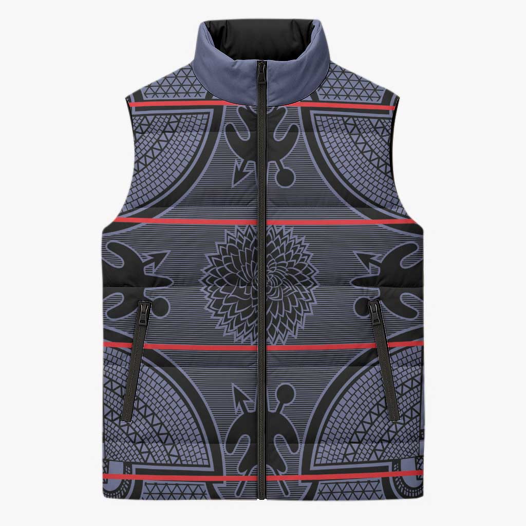 Lesotho Seanamarena Sleeveless Puffer Jacket Basotho Traditional Blanket Style - Serenity - Wonder Print Shop