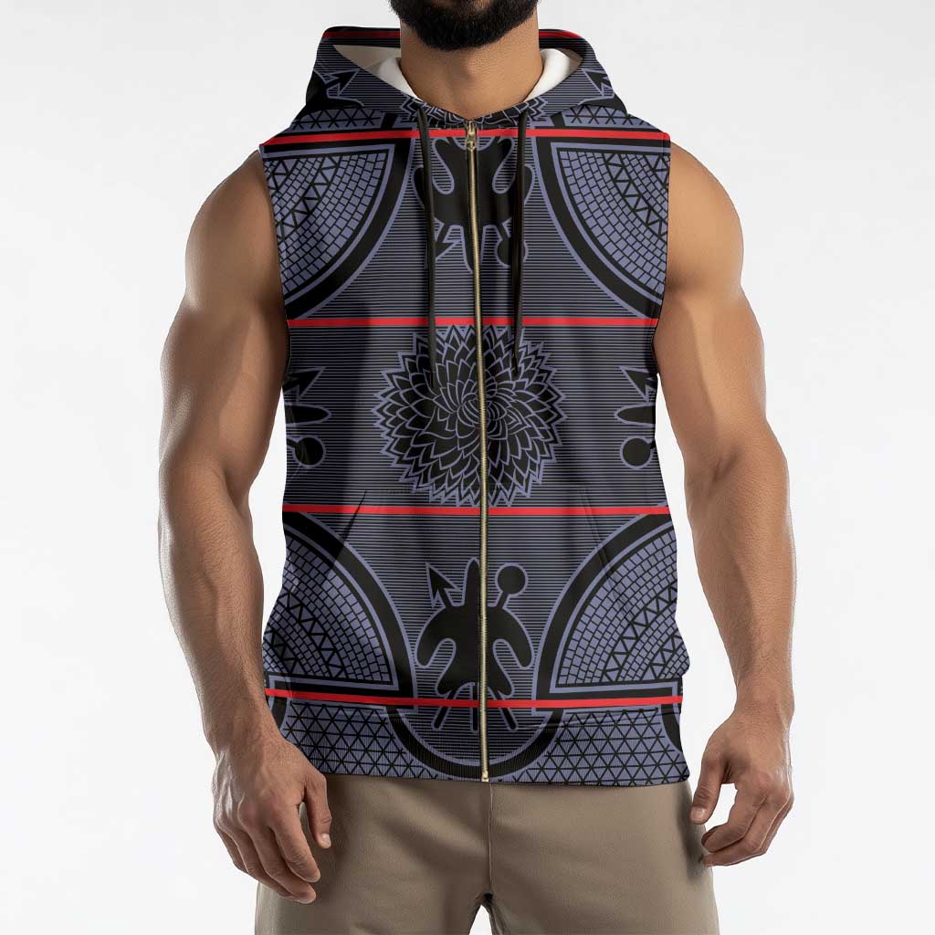 Lesotho Seanamarena Sleeveless Zip Hoodie Basotho Traditional Blanket Style - Serenity - Wonder Print Shop