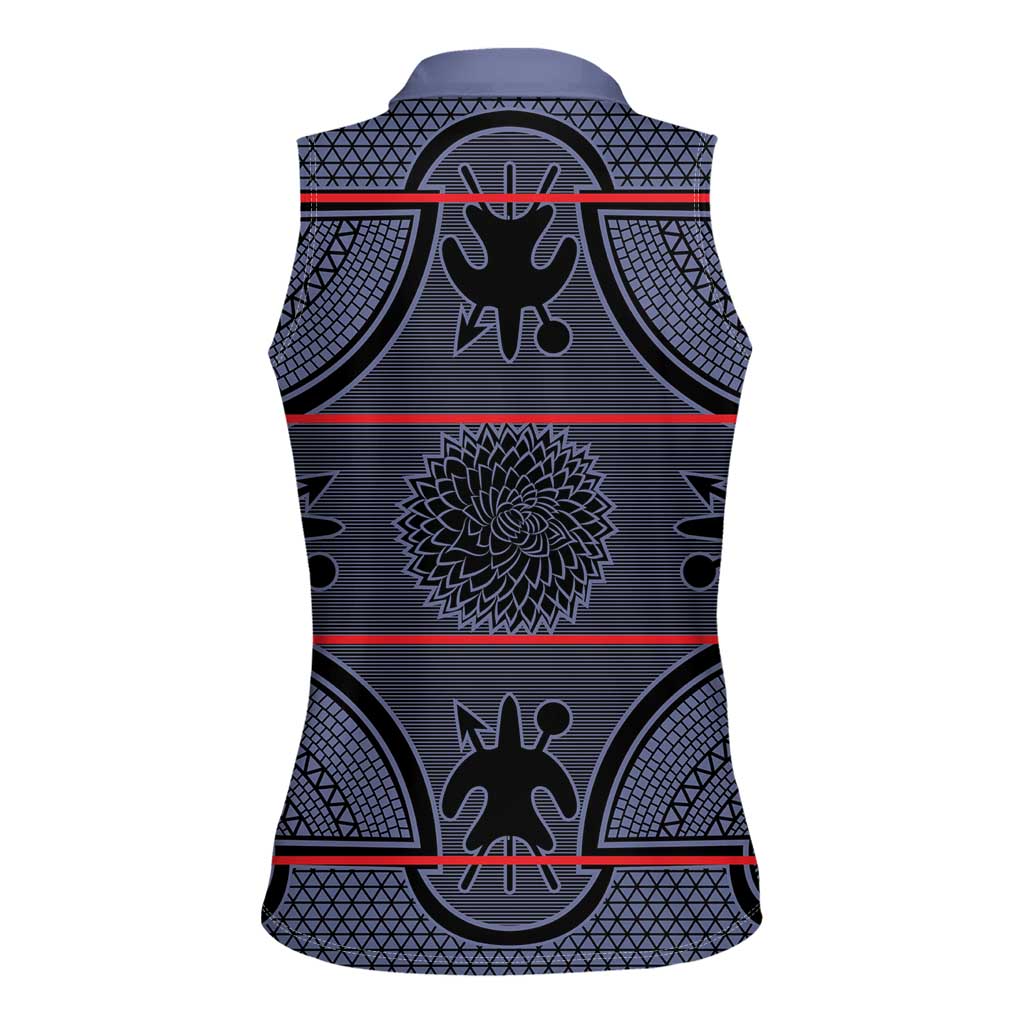 Lesotho Seanamarena Women Sleeveless Polo Shirt Basotho Traditional Blanket Style - Serenity - Wonder Print Shop