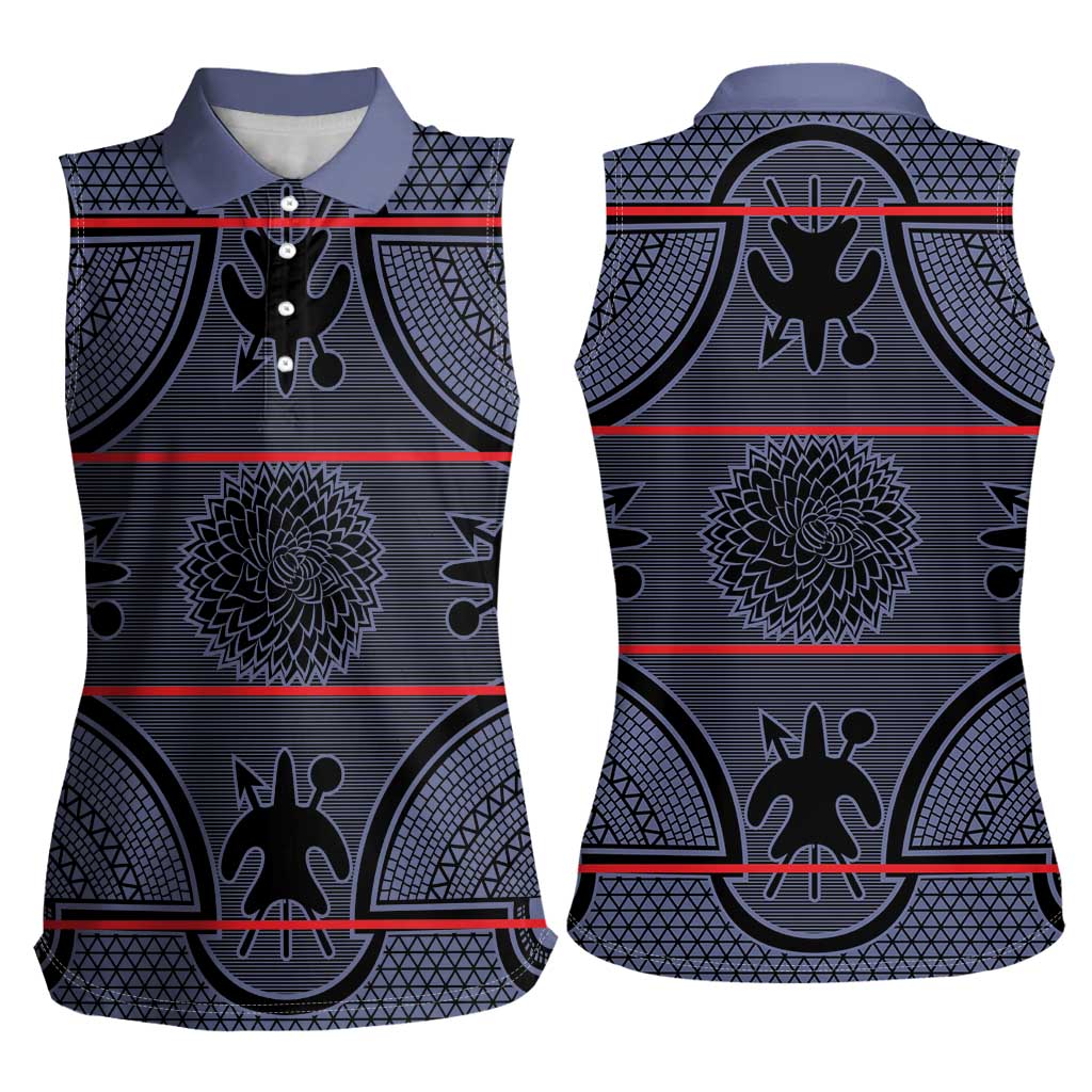 Lesotho Seanamarena Women Sleeveless Polo Shirt Basotho Traditional Blanket Style - Serenity - Wonder Print Shop