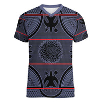 Lesotho Seanamarena Women V-Neck T-Shirt Basotho Traditional Blanket Style - Serenity - Wonder Print Shop