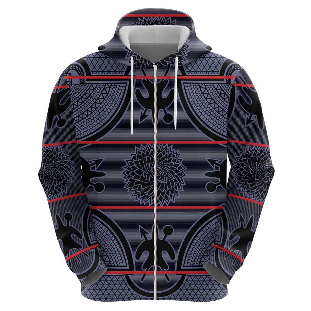 Lesotho Seanamarena Zip Hoodie Basotho Traditional Blanket Style - Serenity - Wonder Print Shop