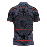 Lesotho Seanamarena Zipper Polo Shirt Basotho Traditional Blanket Style - Serenity - Wonder Print Shop