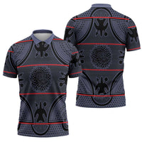 Lesotho Seanamarena Zipper Polo Shirt Basotho Traditional Blanket Style - Serenity - Wonder Print Shop