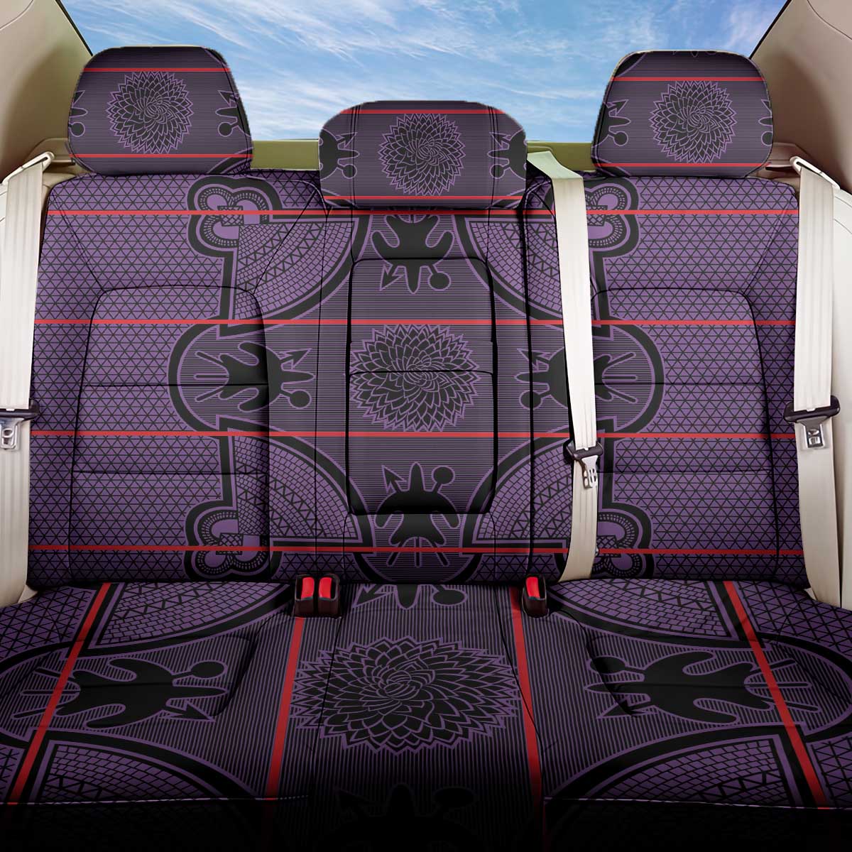 Lesotho Seanamarena Back Car Seat Cover Basotho Traditional Blanket Style - Violet - Wonder Print Shop
