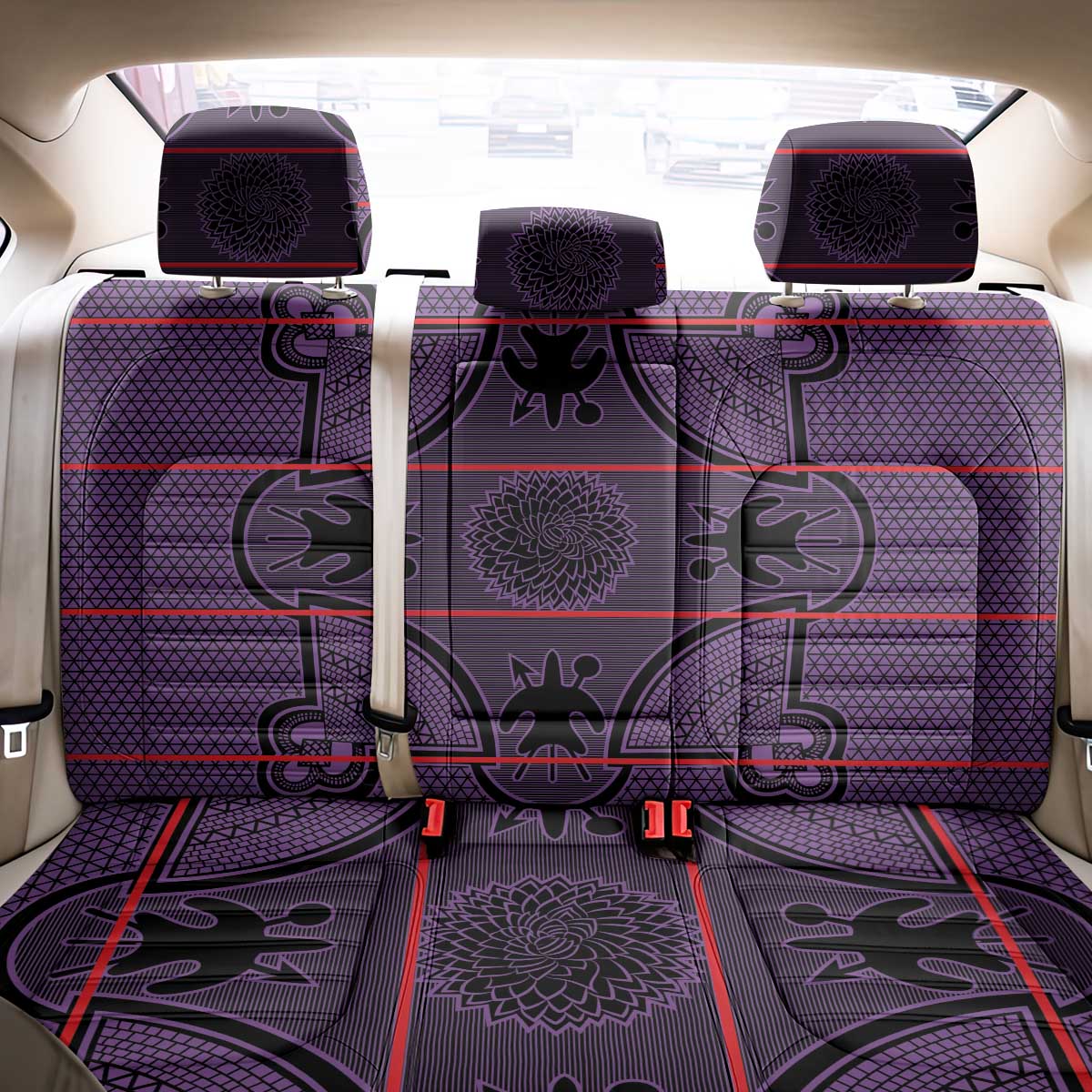 Lesotho Seanamarena Back Car Seat Cover Basotho Traditional Blanket Style - Violet - Wonder Print Shop