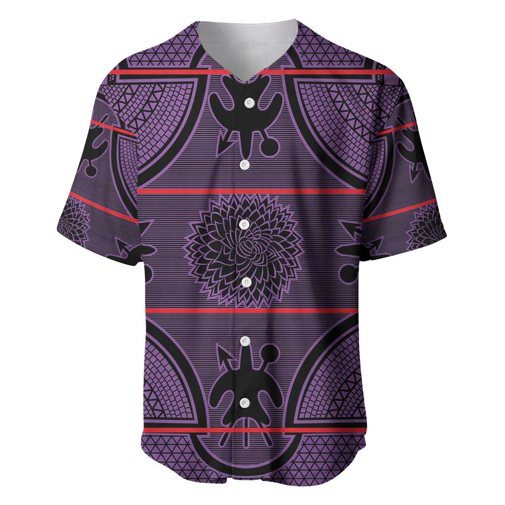 Lesotho Seanamarena Baseball Jersey Basotho Traditional Blanket Style - Violet - Wonder Print Shop