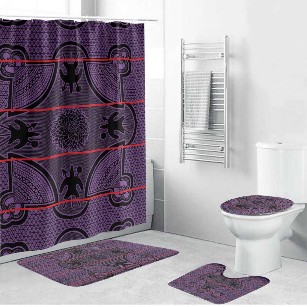 Lesotho Seanamarena Bathroom Set Basotho Traditional Blanket Style - Violet - Wonder Print Shop