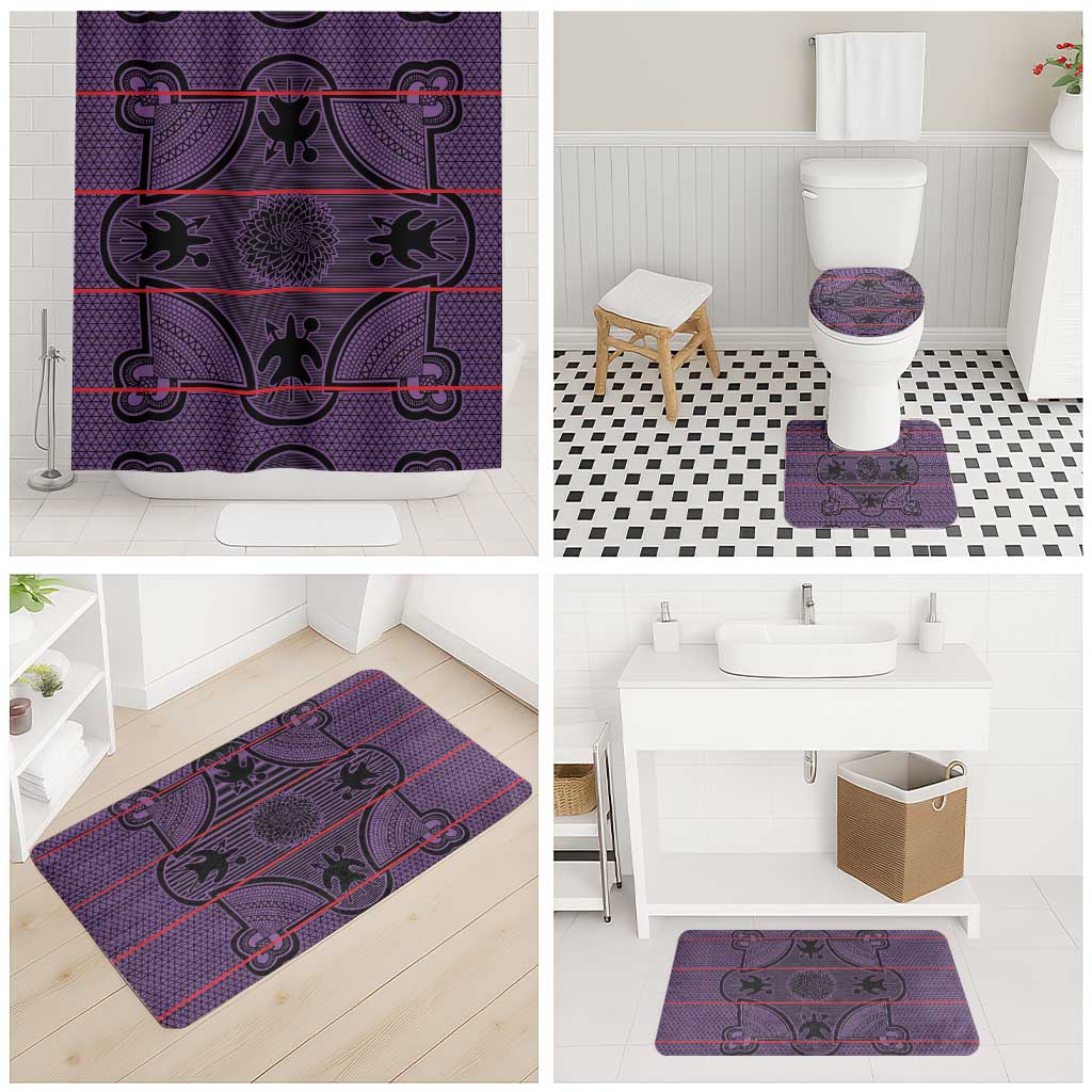 Lesotho Seanamarena Bathroom Set Basotho Traditional Blanket Style - Violet - Wonder Print Shop