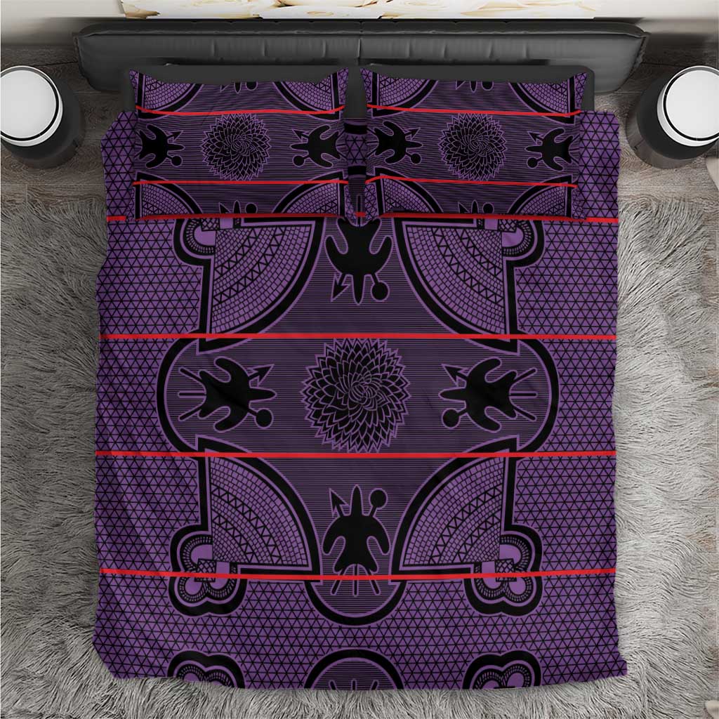 Lesotho Seanamarena Bedding Set Basotho Traditional Blanket Style - Violet - Wonder Print Shop