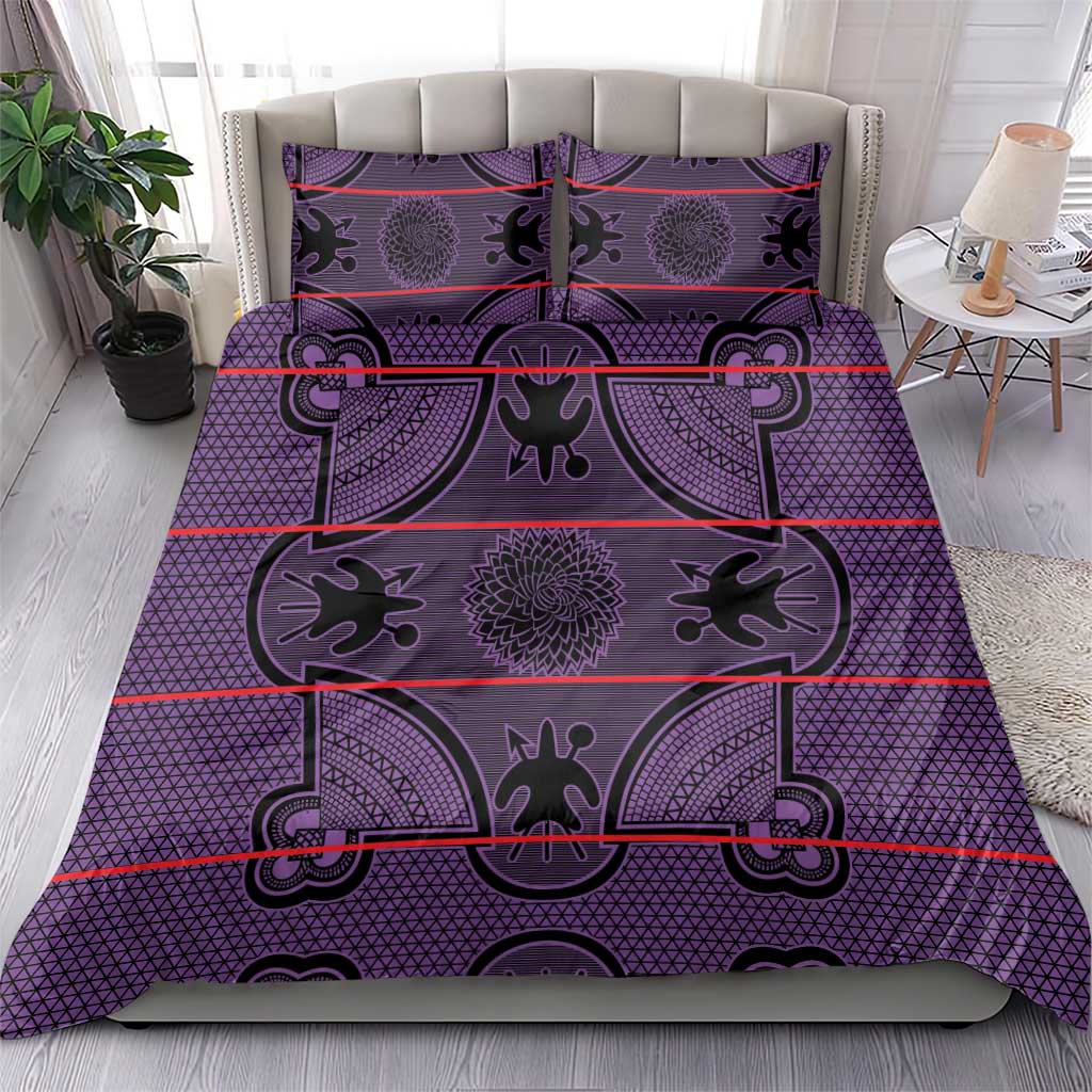 Lesotho Seanamarena Bedding Set Basotho Traditional Blanket Style - Violet - Wonder Print Shop