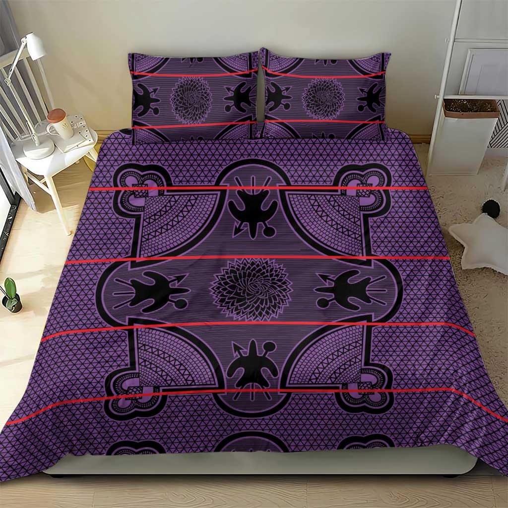 Lesotho Seanamarena Bedding Set Basotho Traditional Blanket Style - Violet - Wonder Print Shop