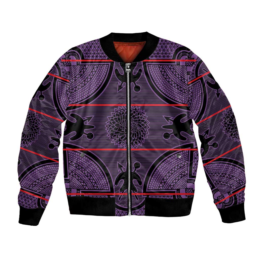 Lesotho Seanamarena Bomber Jacket Basotho Traditional Blanket Style - Violet - Wonder Print Shop