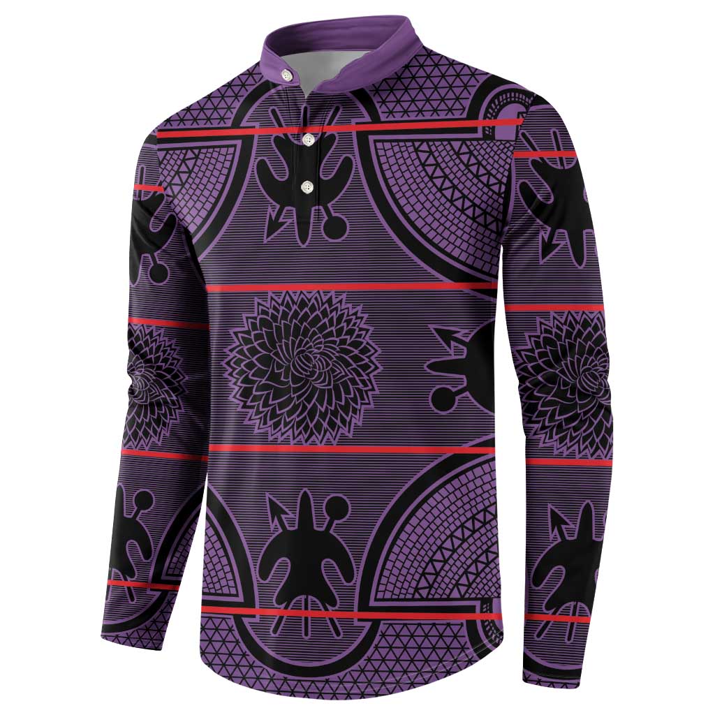 Lesotho Seanamarena Button Sweatshirt Basotho Traditional Blanket Style - Violet - Wonder Print Shop