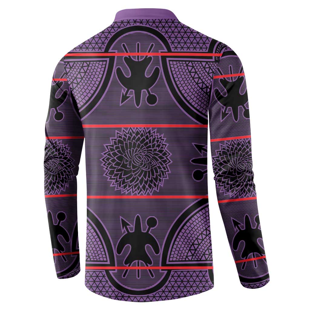 Lesotho Seanamarena Button Sweatshirt Basotho Traditional Blanket Style - Violet - Wonder Print Shop