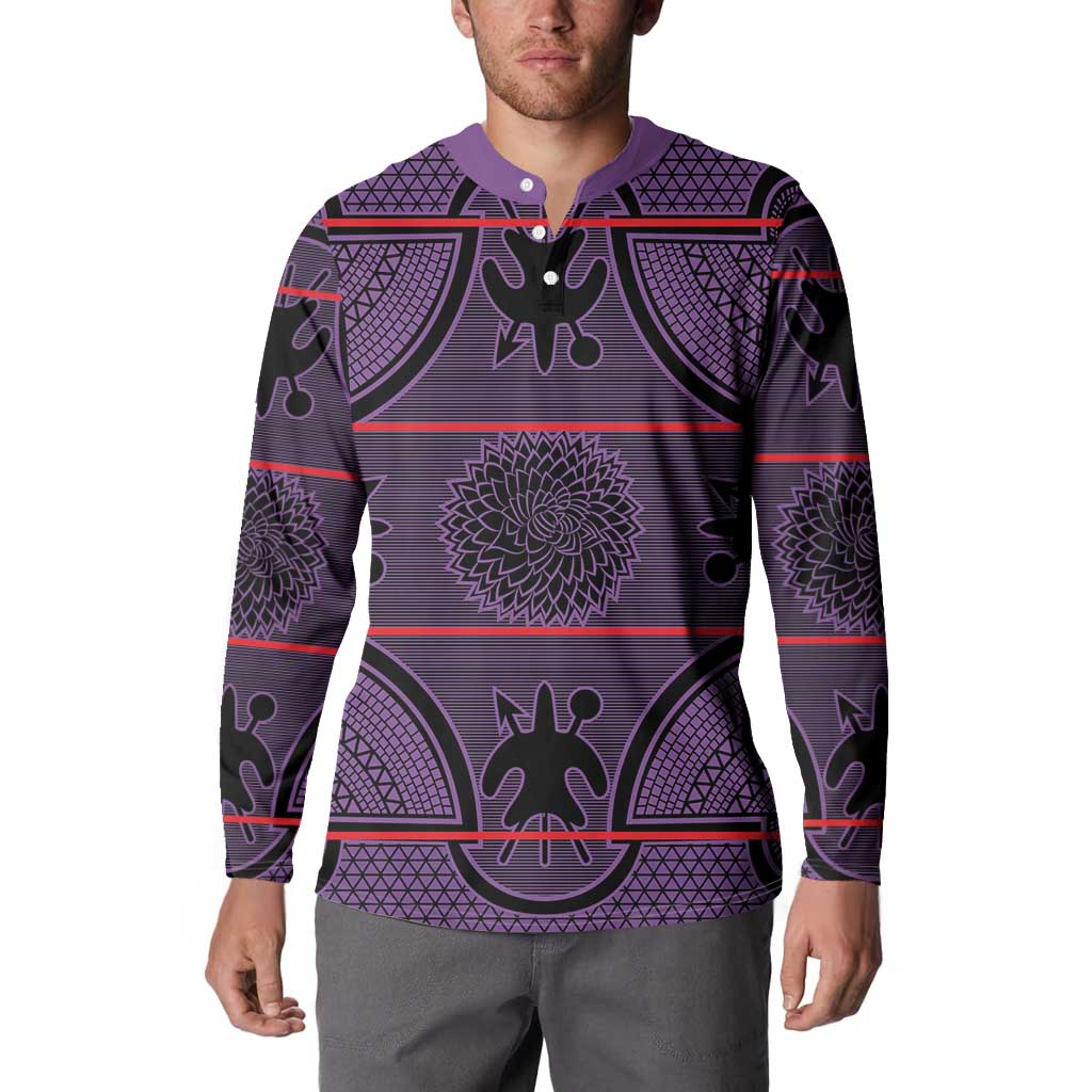 Lesotho Seanamarena Button Sweatshirt Basotho Traditional Blanket Style - Violet - Wonder Print Shop