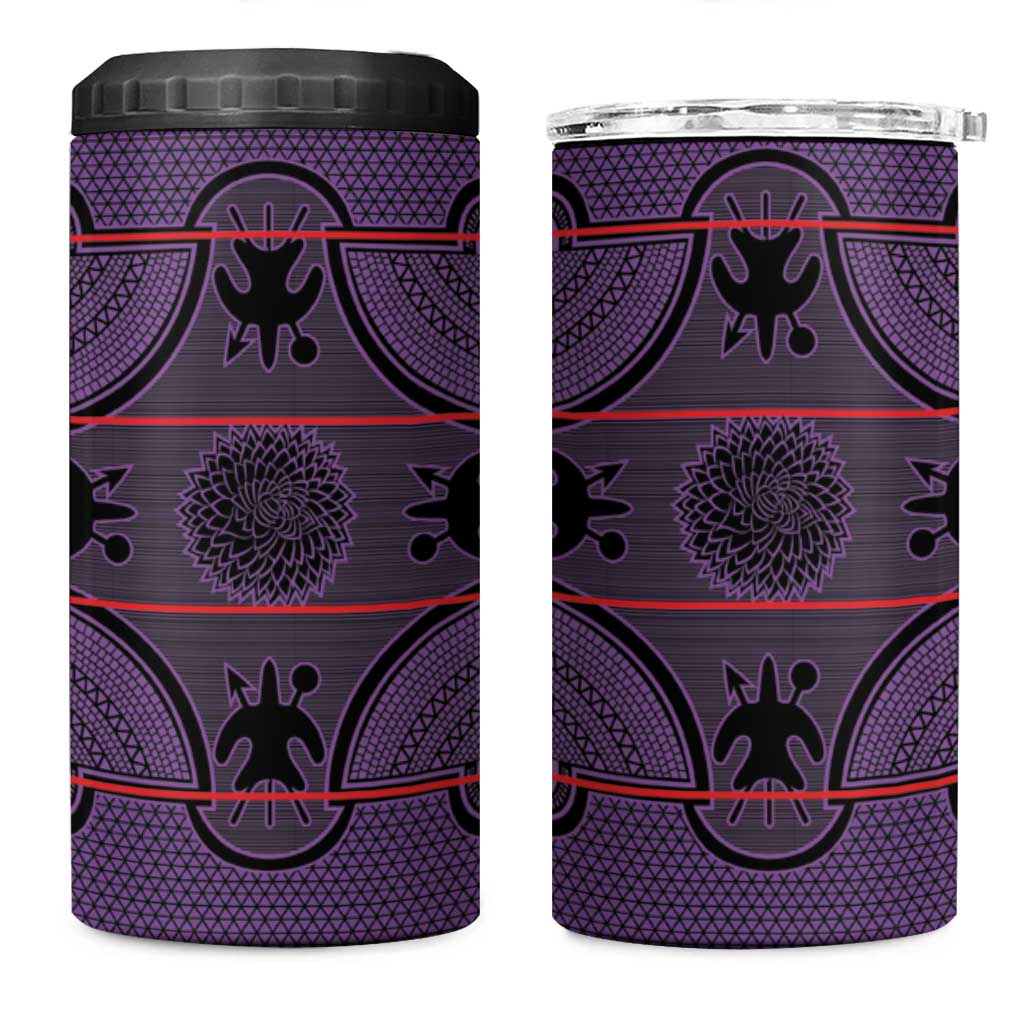 Lesotho Seanamarena 4 in 1 Can Cooler Tumbler Basotho Traditional Blanket Style - Violet - Wonder Print Shop