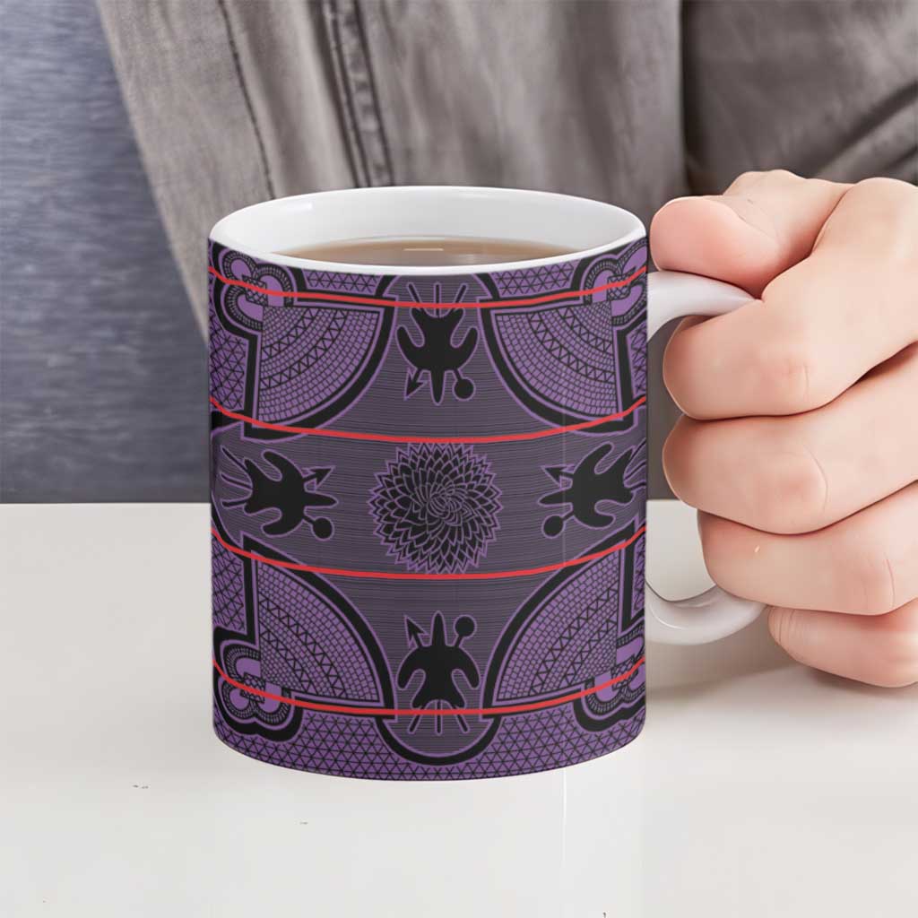 Lesotho Seanamarena Ceramic Mug Basotho Traditional Blanket Style - Violet - Wonder Print Shop