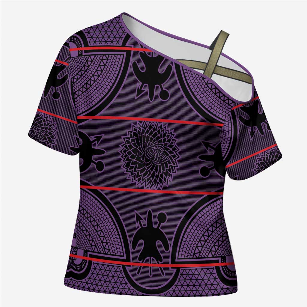 Lesotho Seanamarena Cross Shoulder Shirt Basotho Traditional Blanket Style - Violet - Wonder Print Shop