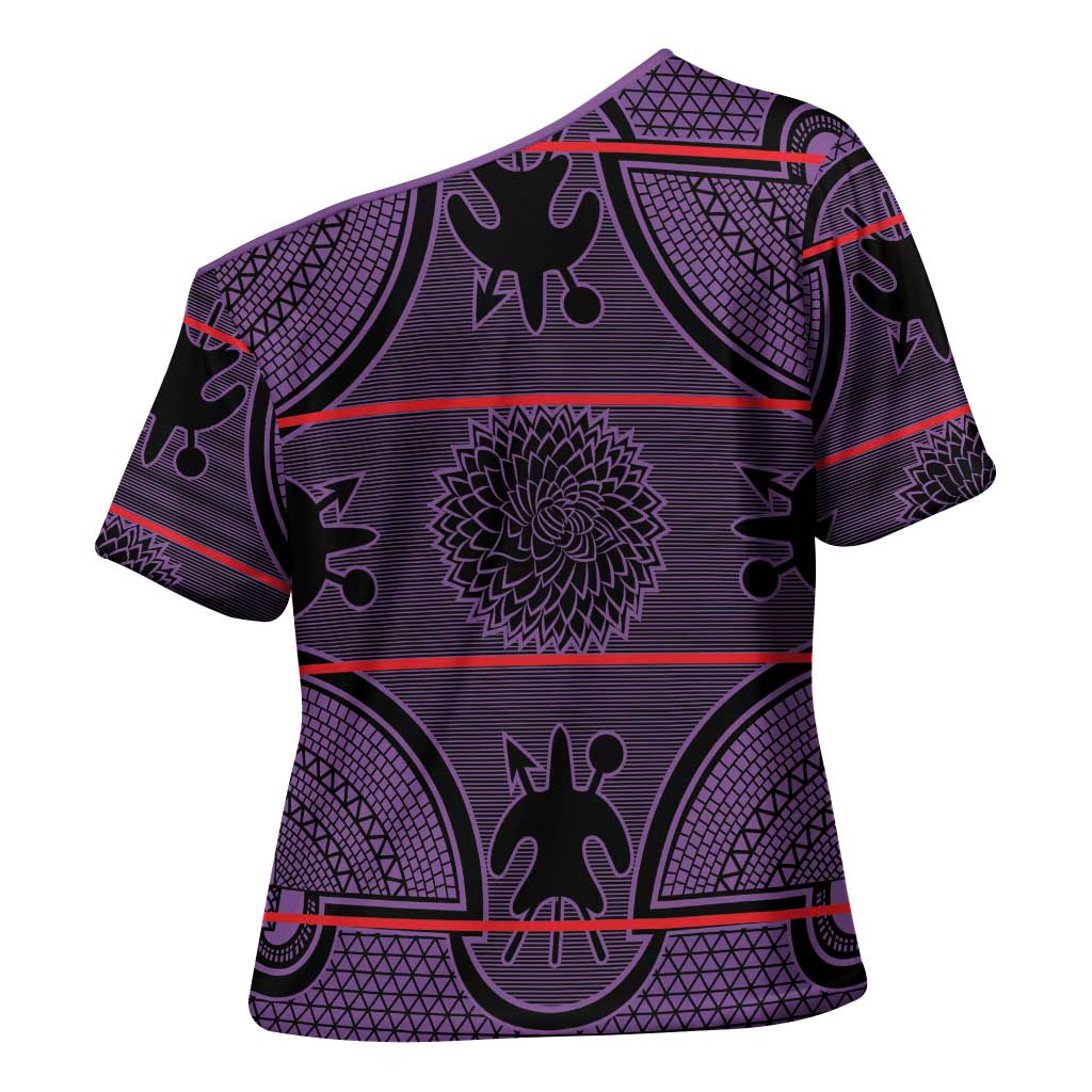 Lesotho Seanamarena Cross Shoulder Shirt Basotho Traditional Blanket Style - Violet - Wonder Print Shop