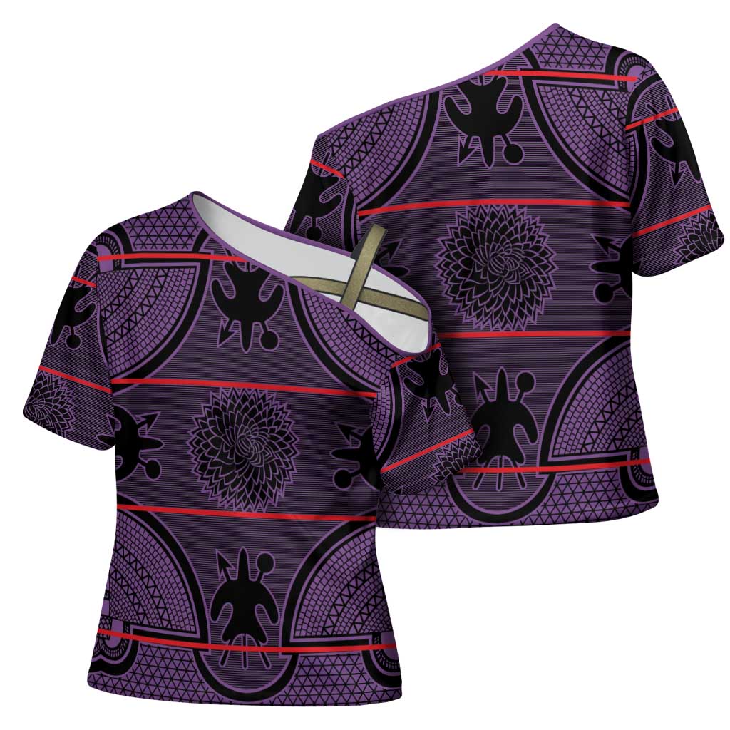 Lesotho Seanamarena Cross Shoulder Shirt Basotho Traditional Blanket Style - Violet - Wonder Print Shop