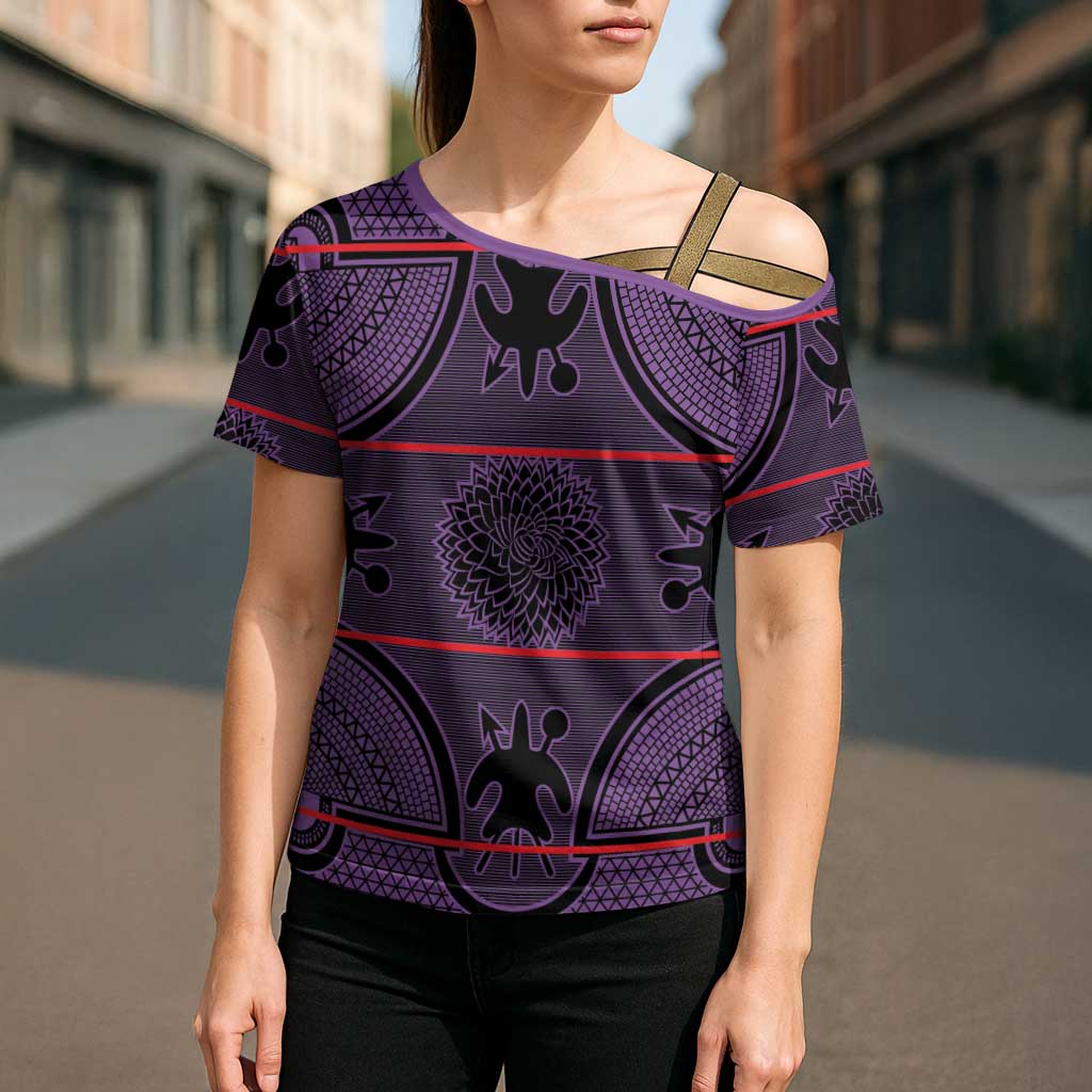 Lesotho Seanamarena Cross Shoulder Shirt Basotho Traditional Blanket Style - Violet - Wonder Print Shop