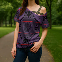 Lesotho Seanamarena Cross Shoulder Shirt Basotho Traditional Blanket Style - Violet - Wonder Print Shop