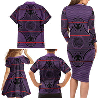 Lesotho Seanamarena Family Matching Long Sleeve Bodycon Dress and Hawaiian Shirt Basotho Traditional Blanket Style - Violet - Wonder Print Shop