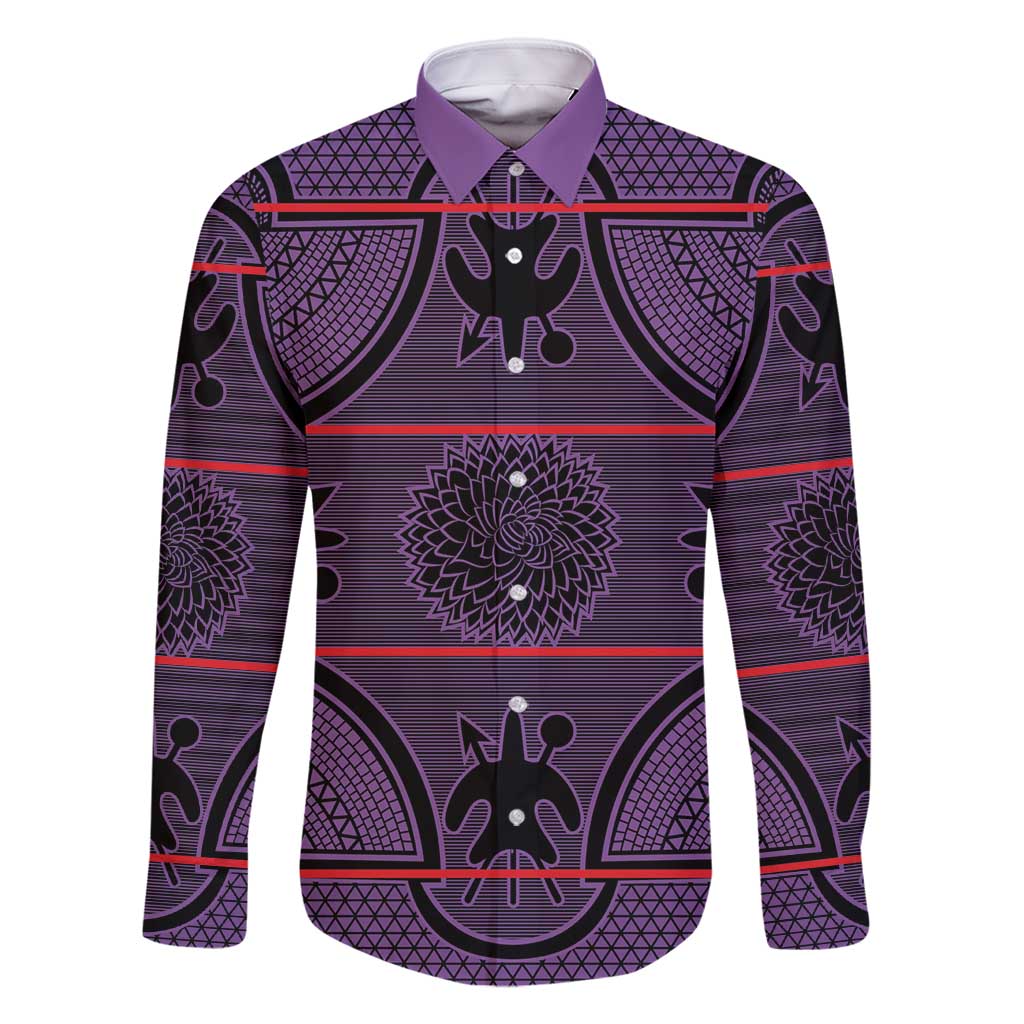 Lesotho Seanamarena Family Matching Long Sleeve Bodycon Dress and Hawaiian Shirt Basotho Traditional Blanket Style - Violet - Wonder Print Shop