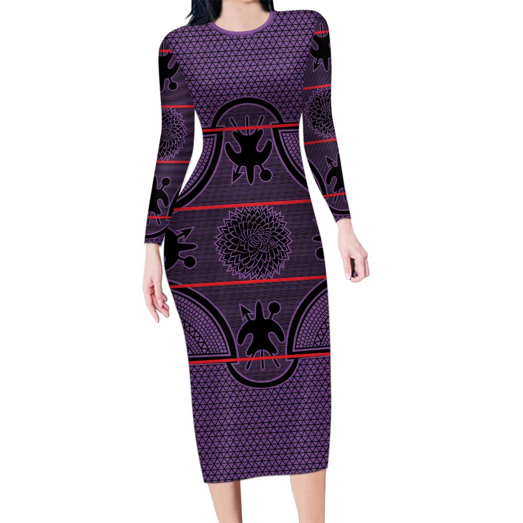 Lesotho Seanamarena Family Matching Long Sleeve Bodycon Dress and Hawaiian Shirt Basotho Traditional Blanket Style - Violet - Wonder Print Shop