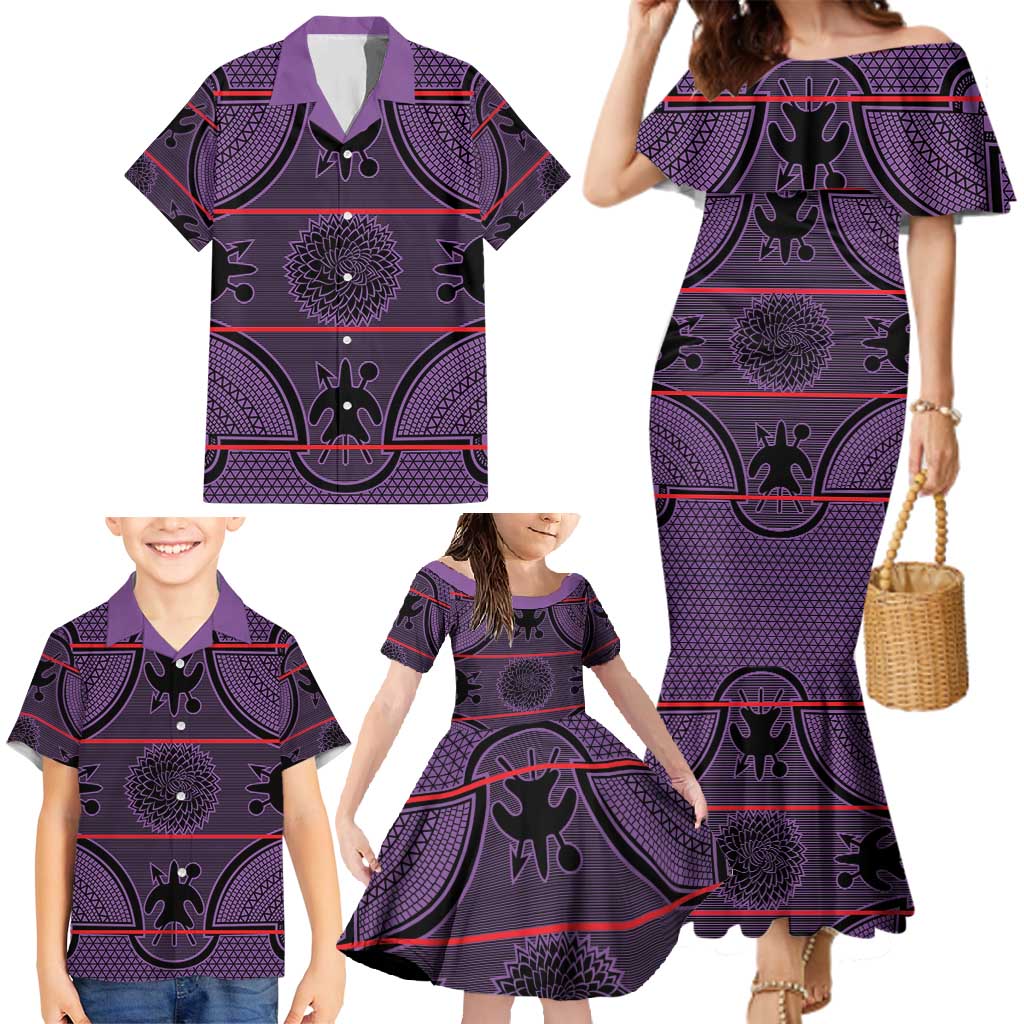 Lesotho Seanamarena Family Matching Mermaid Dress and Hawaiian Shirt Basotho Traditional Blanket Style - Violet - Wonder Print Shop