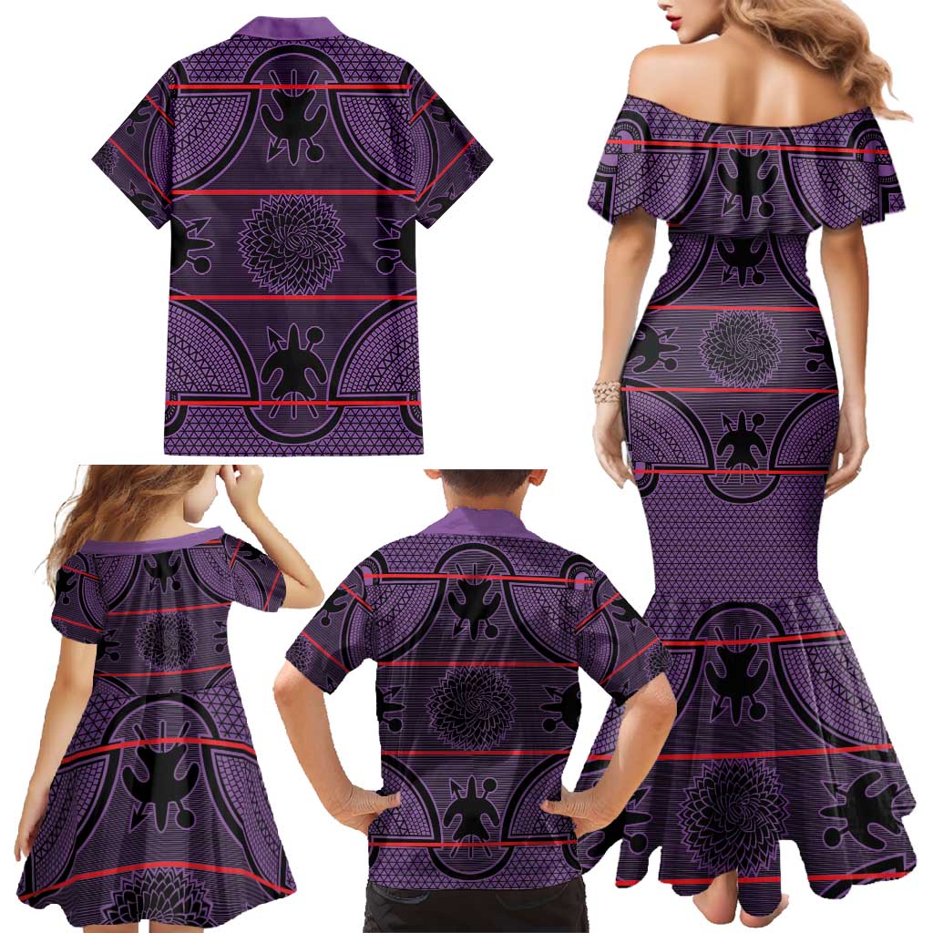 Lesotho Seanamarena Family Matching Mermaid Dress and Hawaiian Shirt Basotho Traditional Blanket Style - Violet - Wonder Print Shop