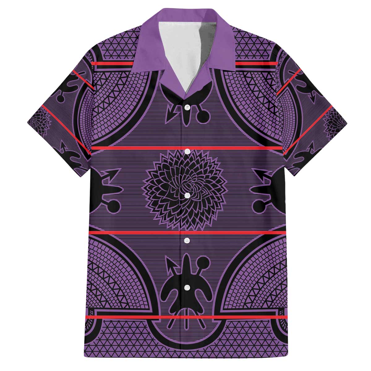 Lesotho Seanamarena Family Matching Off The Shoulder Long Sleeve Dress and Hawaiian Shirt Basotho Traditional Blanket Style - Violet - Wonder Print Shop