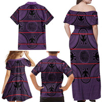 Lesotho Seanamarena Family Matching Off Shoulder Maxi Dress and Hawaiian Shirt Basotho Traditional Blanket Style - Violet - Wonder Print Shop