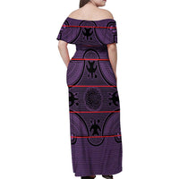 Lesotho Seanamarena Family Matching Off Shoulder Maxi Dress and Hawaiian Shirt Basotho Traditional Blanket Style - Violet - Wonder Print Shop