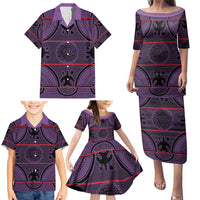 Lesotho Seanamarena Family Matching Puletasi and Hawaiian Shirt Basotho Traditional Blanket Style - Violet - Wonder Print Shop