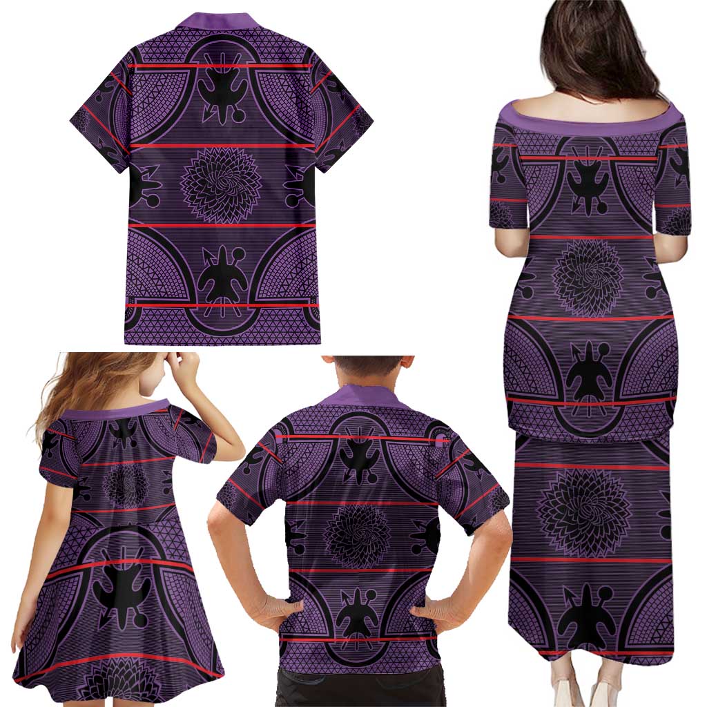 Lesotho Seanamarena Family Matching Puletasi and Hawaiian Shirt Basotho Traditional Blanket Style - Violet - Wonder Print Shop