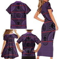 Lesotho Seanamarena Family Matching Short Sleeve Bodycon Dress and Hawaiian Shirt Basotho Traditional Blanket Style - Violet - Wonder Print Shop